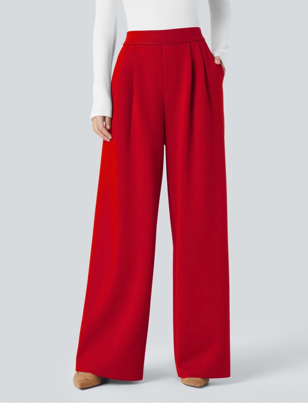 HALARA Red High-Waist Trousers